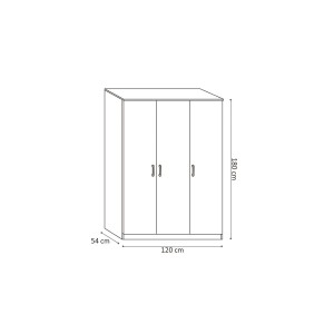 Garde Robe REY, armoire 3 portes idéal pour votre entrée, votre buanderie ou votre sdb