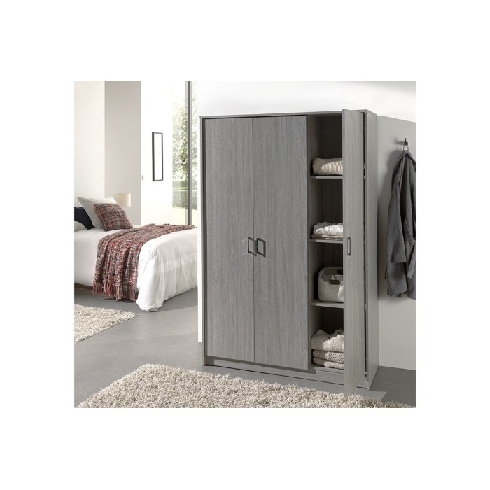 Garde Robe REY, armoire 3 portes idéal pour votre entrée, votre buanderie ou votre sdb