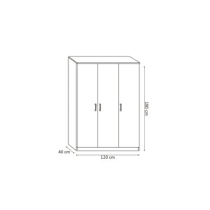 Garde Robe REY, armoire 3 portes idéal pour votre entrée, votre buanderie ou votre sdb