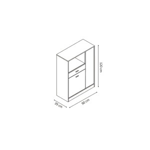 Armoire de cuisine TRUDI Blanc\Gris