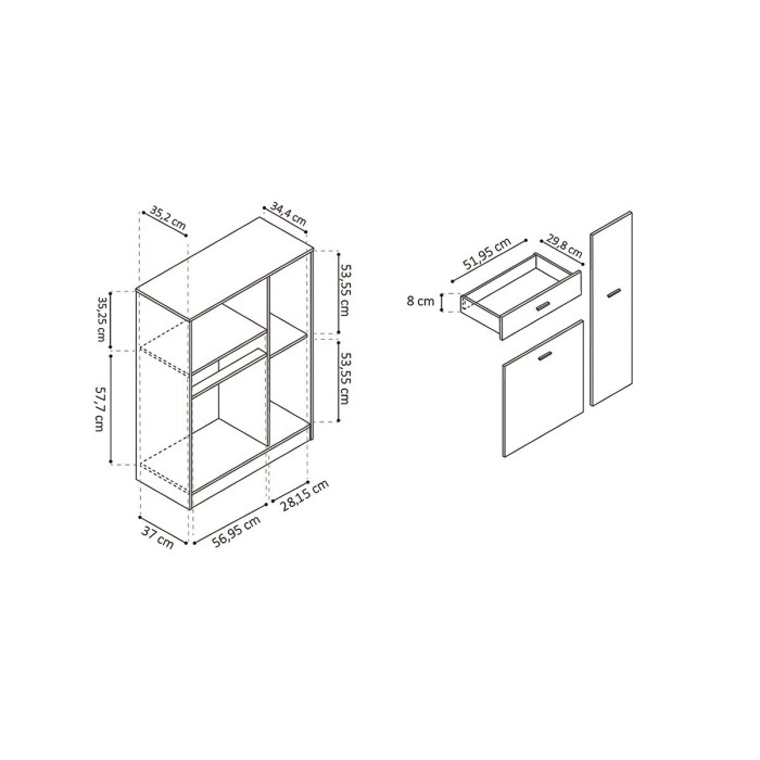 Armoire de cuisine TRUDI Blanc\Gris