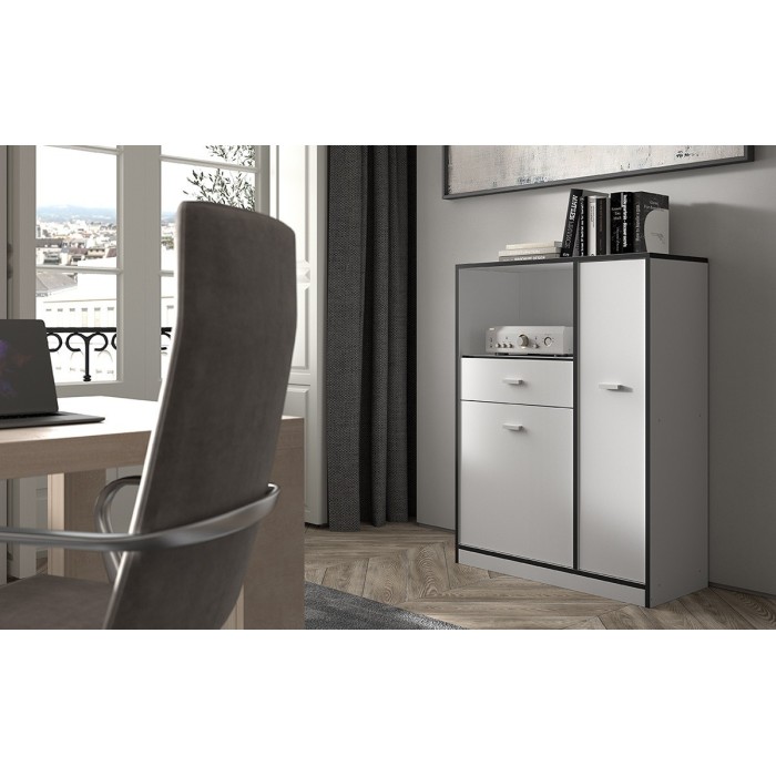 Armoire de cuisine TRUDI Blanc\Gris
