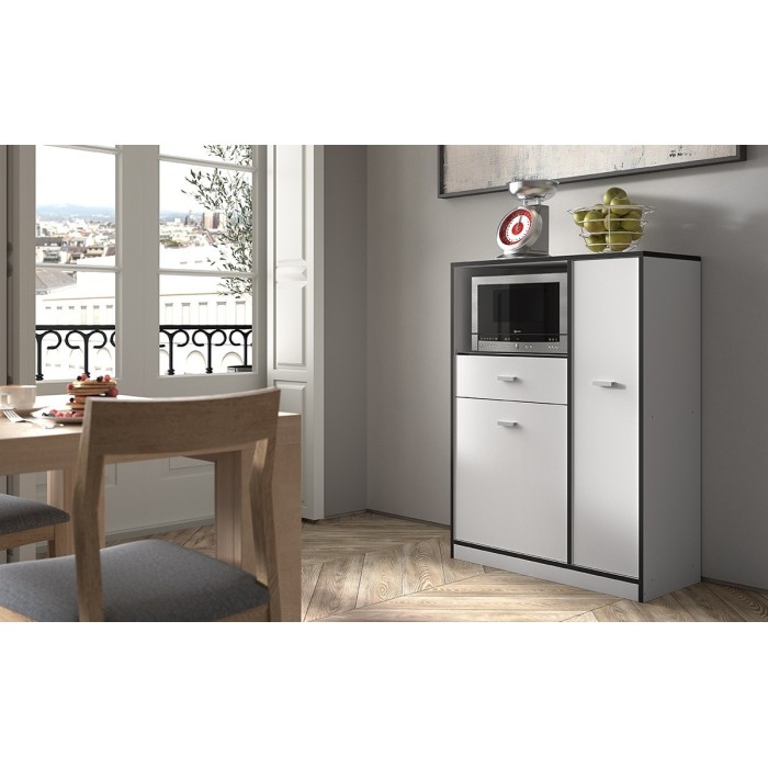 Armoire de cuisine TRUDI Blanc\Gris
