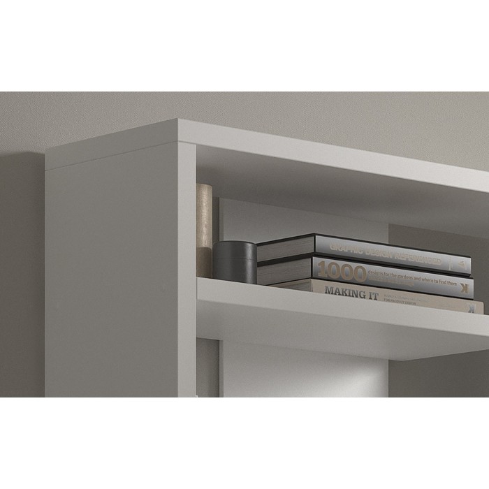 Bibliothèque large design, coloris blanc collection MIRE