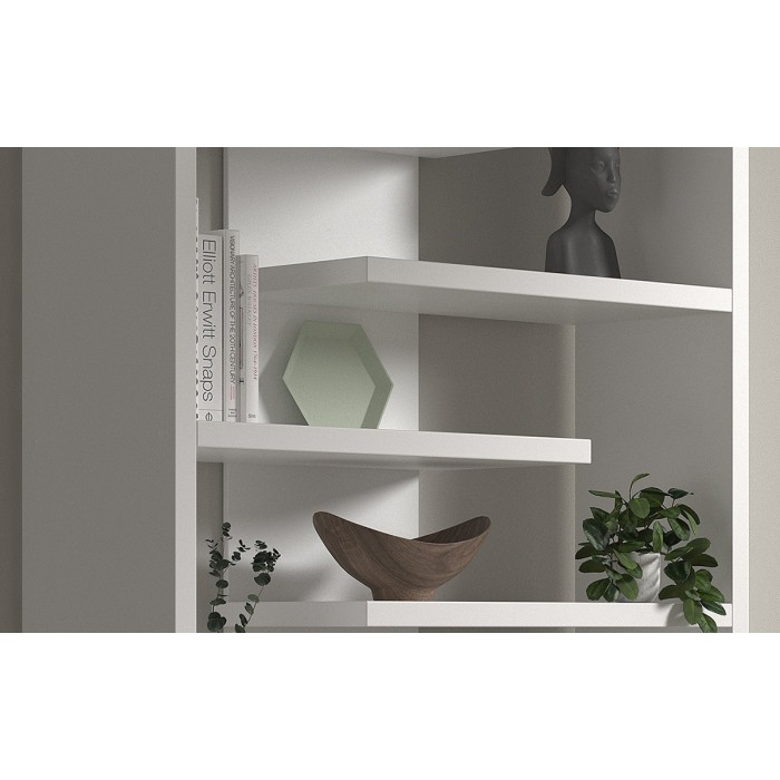 Bibliothèque large design, coloris blanc collection MIRE