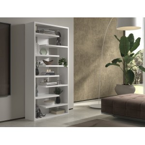 Bibliothèque large design, coloris blanc collection MIRE