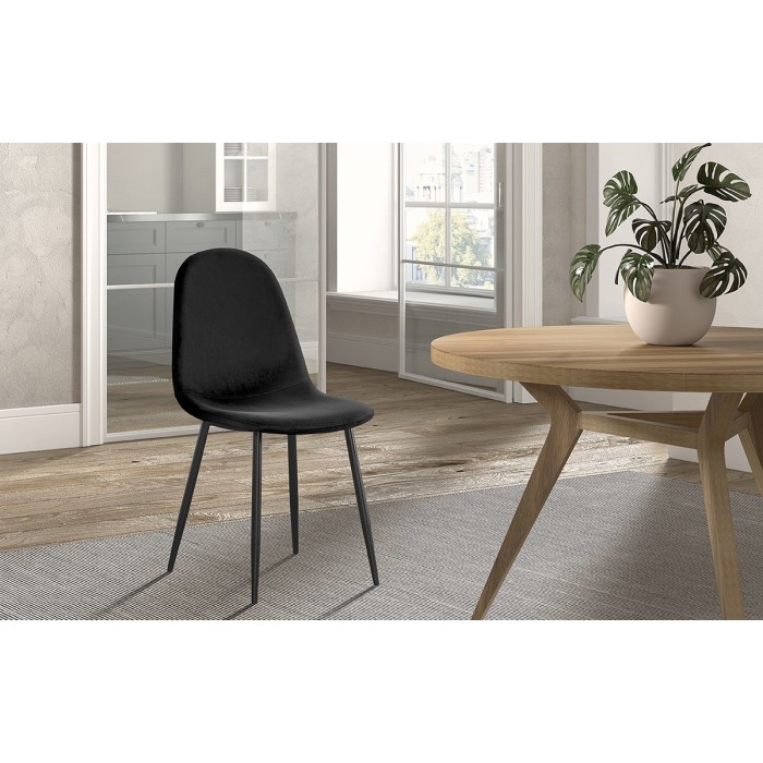 Chaise 'Boï' Velours Noir