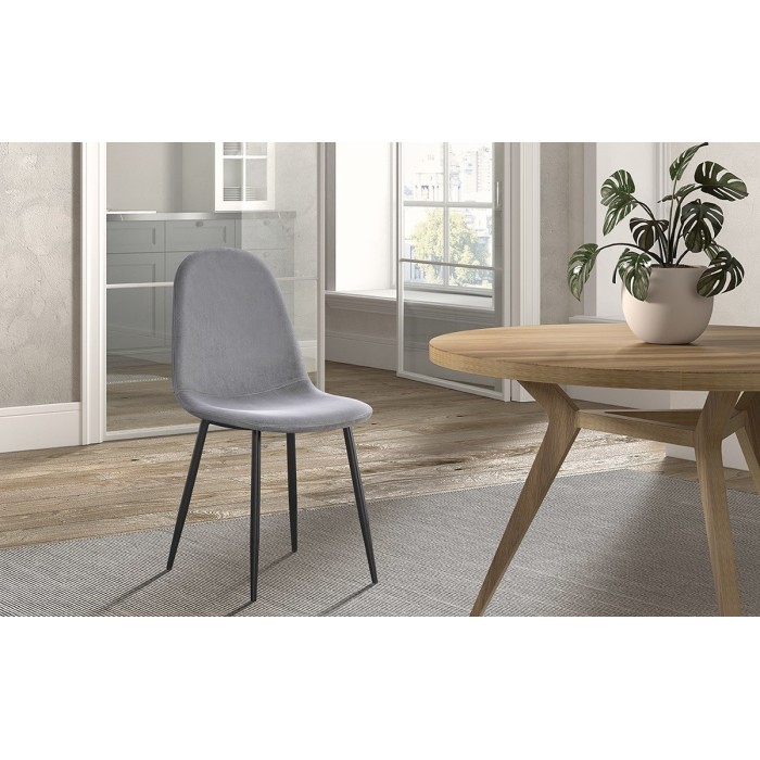 Chaise 'Boï' Velours Gris