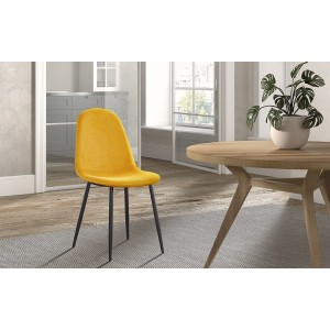 Chaise 'Boï' Velours Jaune