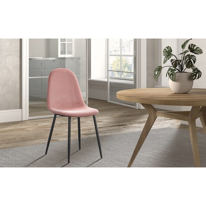 Chaise 'Boï' Velours Rose