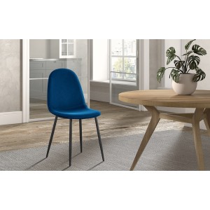 Chaise 'Boï' Velours Bleu foncé