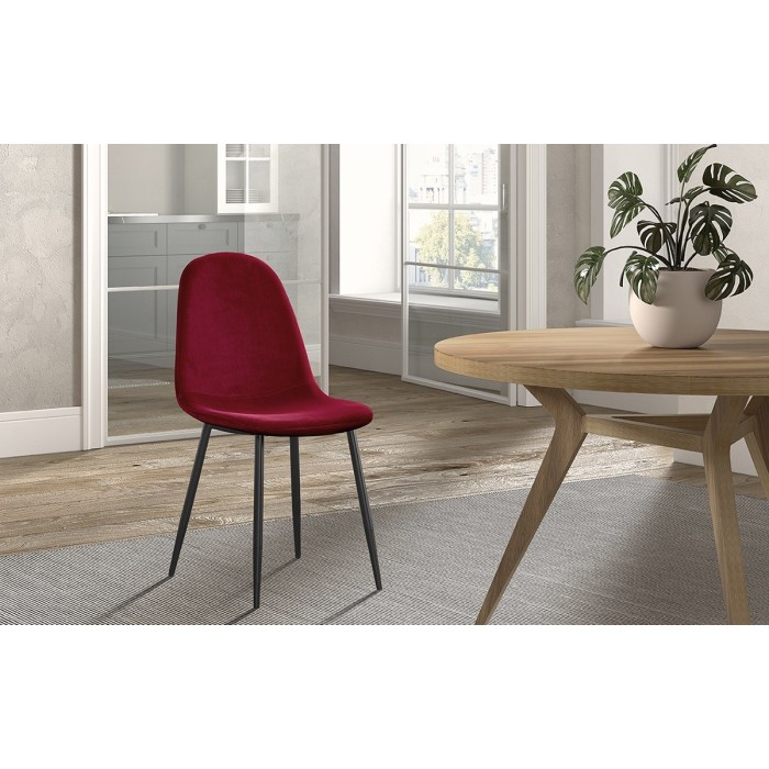 Chaise 'Boï' Velours Bordeaux