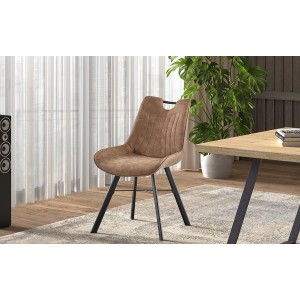 Chaise 'Paola' PU Micro fibre Brun Foncé, dimensions: H87 x L54 x P63 cm