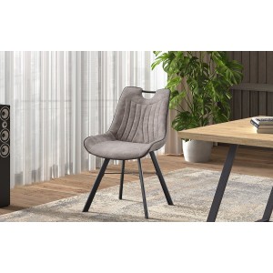 Chaise 'Paola' PU Micro fibre Gris clair, dimensions: H87 x L54 x P63 cm