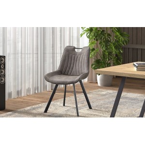 Chaise 'Paola' PU Micro fibre Gris Foncé, dimensions: H87 x L54 x P63 cm