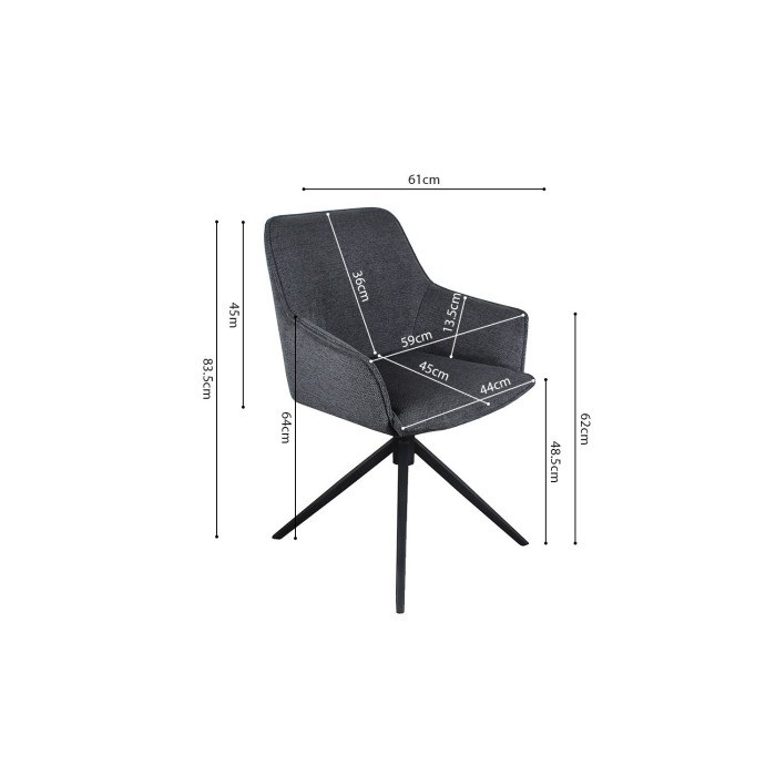 Chaise 'IRIS' Pivotant Tissu Gris foncé
