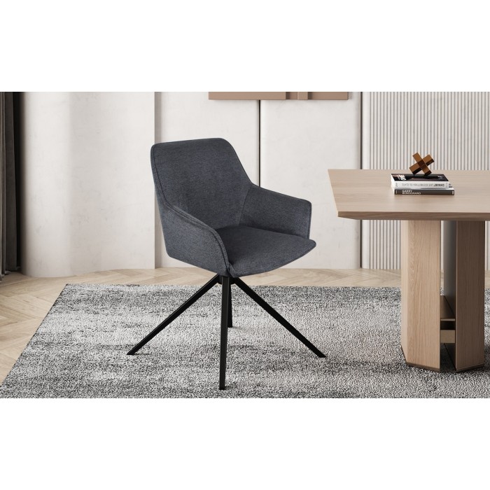 Chaise 'IRIS' Pivotant Tissu Gris foncé