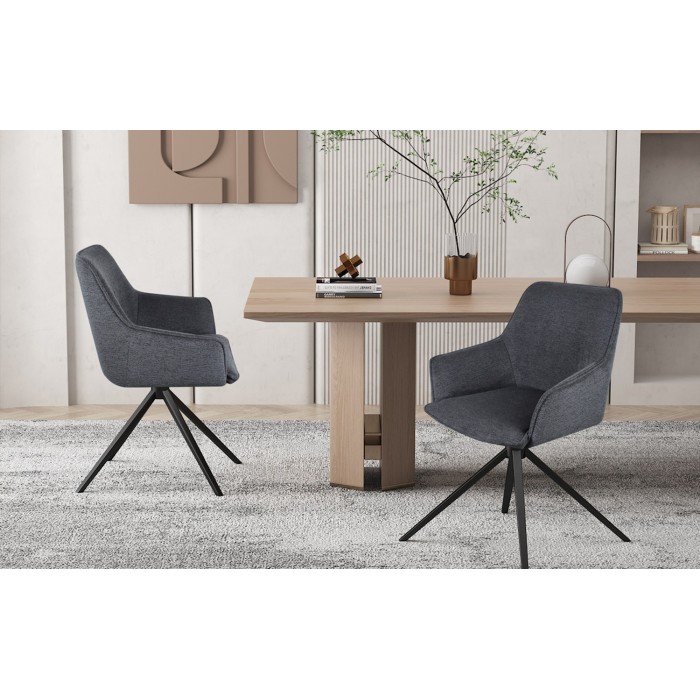 Chaise 'IRIS' Pivotant Tissu Gris foncé