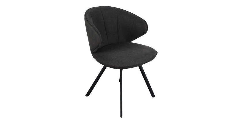 Chaise 'DAISY' Tissu Gris - Dos PU Gris