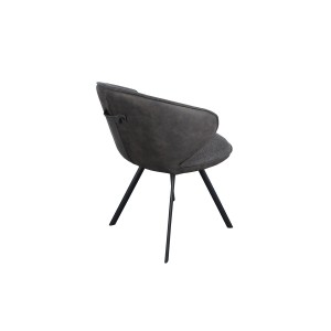 Chaise 'DAISY' Tissu Gris - Dos PU Gris
