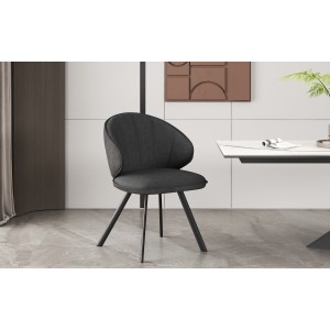 Chaise 'DAISY' Tissu Gris - Dos PU Gris