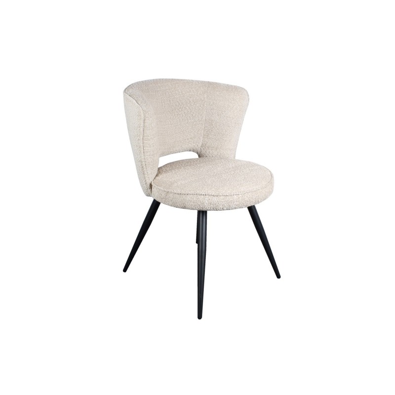 Chaise 'LORI' Bouclé Ecru, dimension H79.5 x L58 x P61, idéal pour votre cuisine ou salle à manger