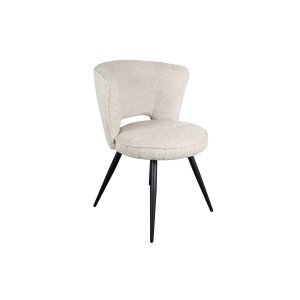 Chaise 'LORI' Bouclé Ecru, dimension H79.5 x L58 x P61, idéal pour votre cuisine ou salle à manger