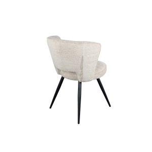 Chaise 'LORI' Bouclé Ecru, dimension H79.5 x L58 x P61, idéal pour votre cuisine ou salle à manger