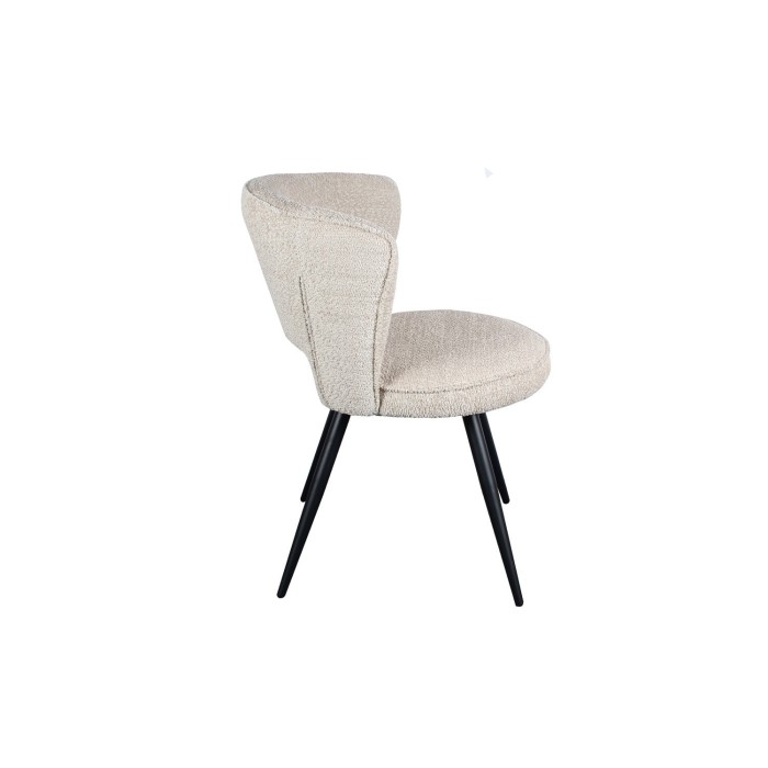 Chaise 'LORI' Bouclé Ecru, dimension H79.5 x L58 x P61, idéal pour votre cuisine ou salle à manger