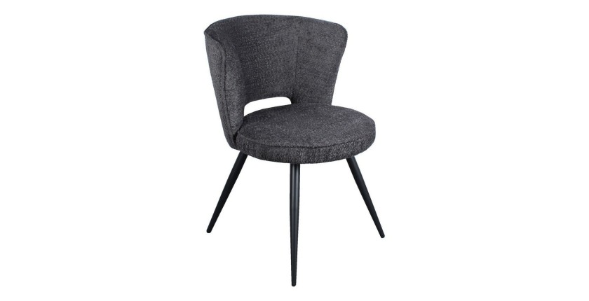 Chaise 'LORI' Bouclé Gris foncé, dimension H79.5 x L58 x P61, idéal pour votre cuisine ou salle à manger