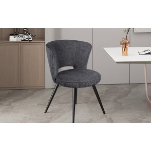 Chaise 'LORI' Bouclé Gris foncé, dimension H79.5 x L58 x P61, idéal pour votre cuisine ou salle à manger