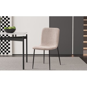 Chaise 'ALICE' Bouclé Beige, dimension H81.5 x L42 x P57, idéal pour votre cuisine ou salle à manger