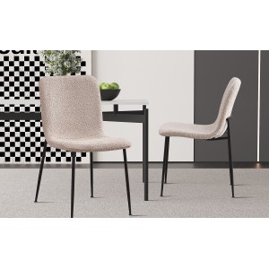 Chaise 'ALICE' Bouclé Beige, dimension H81.5 x L42 x P57, idéal pour votre cuisine ou salle à manger