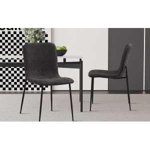 Chaise 'ALICE' Bouclé Gris, dimension H81.5 x L42 x P57, idéal pour votre cuisine ou salle à manger