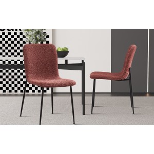 Chaise 'ALICE' Bouclé Rose, dimension H81.5 x L42 x P57, idéal pour votre cuisine ou salle à manger
