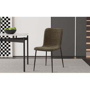 Chaise 'ALICE' Bouclé Vert, dimension H81.5 x L42 x P57, idéal pour votre cuisine ou salle à manger