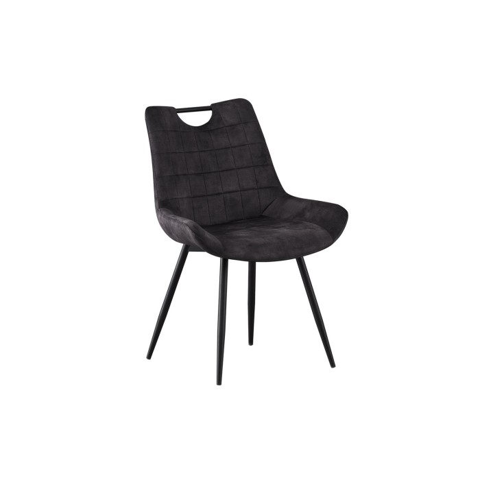 Chaise 'NINO' Velours Gris, dimension H84 x L56 x P62.5, idéal pour votre cuisine ou salle à manger