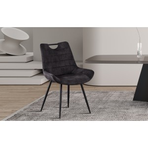 Chaise 'NINO' Velours Gris, dimension H84 x L56 x P62.5, idéal pour votre cuisine ou salle à manger