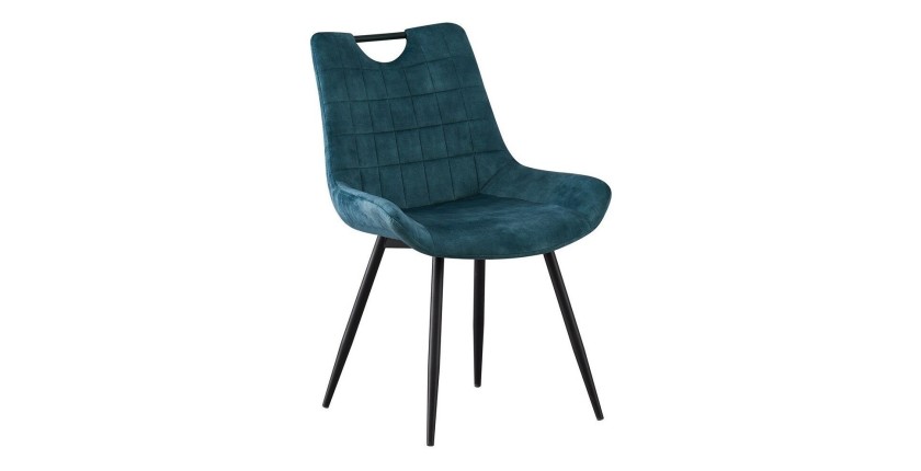 Chaise 'NINO' Velours Petrol, dimension H84 x L56 x P62.5, idéal pour votre cuisine ou salle à manger
