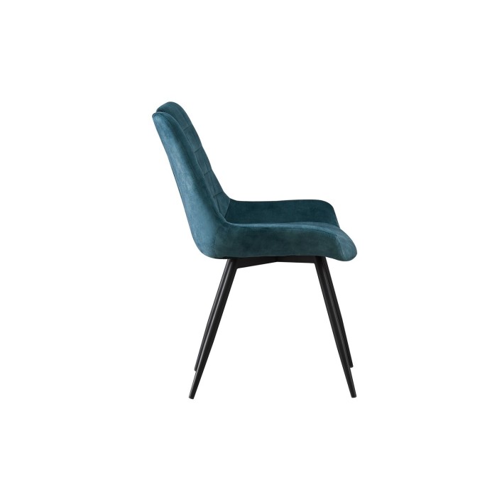 Chaise 'NINO' Velours Petrol, dimension H84 x L56 x P62.5, idéal pour votre cuisine ou salle à manger