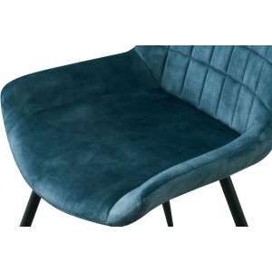 Chaise 'NINO' Velours Petrol, dimension H84 x L56 x P62.5, idéal pour votre cuisine ou salle à manger