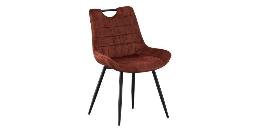 Chaise 'NINO' Velours Rouille, dimension H84 x L56 x P62.5, idéal pour votre cuisine ou salle à manger