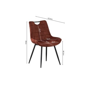 Chaise 'NINO' Velours Rouille, dimension H84 x L56 x P62.5, idéal pour votre cuisine ou salle à manger