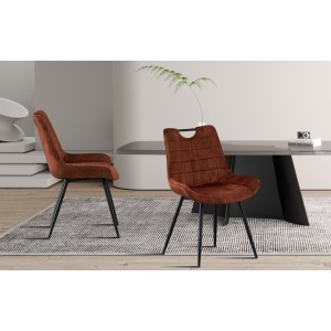Chaise 'NINO' Velours Rouille, dimension H84 x L56 x P62.5, idéal pour votre cuisine ou salle à manger