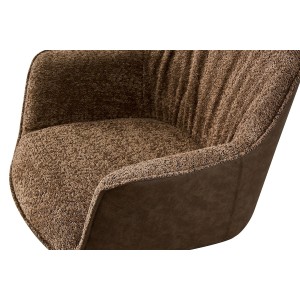 Chaise 'LUCIA' Bouclé Sable Dos PU Brun, dimension H82.5 x L62 x P63, idéal pour votre cuisine ou salle à manger