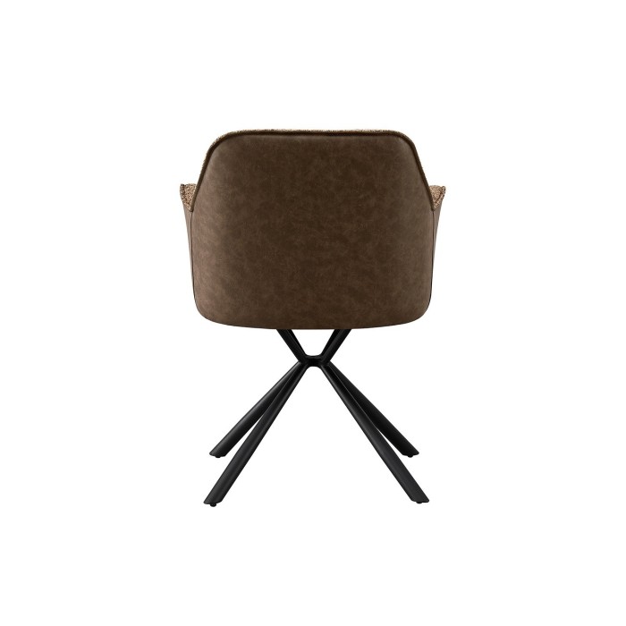 Chaise 'LUCIA' Bouclé Sable Dos PU Brun, dimension H82.5 x L62 x P63, idéal pour votre cuisine ou salle à manger