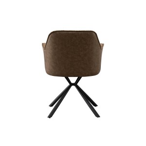 Chaise 'LUCIA' Bouclé Sable Dos PU Brun, dimension H82.5 x L62 x P63, idéal pour votre cuisine ou salle à manger