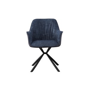 Chaise 'LUCIA' Bouclé Bleu Dos PU Bleu, dimension H82.5 x L62 x P63, idéal pour votre cuisine ou salle à manger