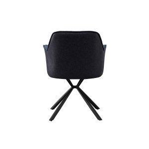 Chaise 'LUCIA' Bouclé Bleu Dos PU Bleu, dimension H82.5 x L62 x P63, idéal pour votre cuisine ou salle à manger