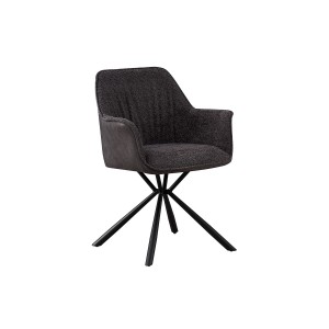 Chaise 'LUCIA' Bouclé Gris Dos PU Gris clair, dimension H82.5 x L62 x P63, idéal pour votre cuisine ou salle à manger